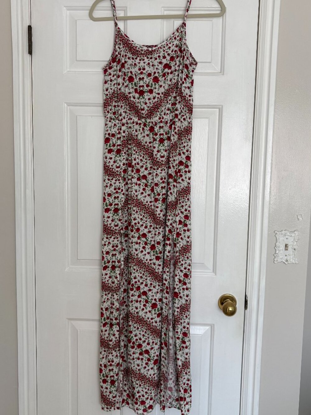 H & M Divided White Maxi with Red Flowers - size 8